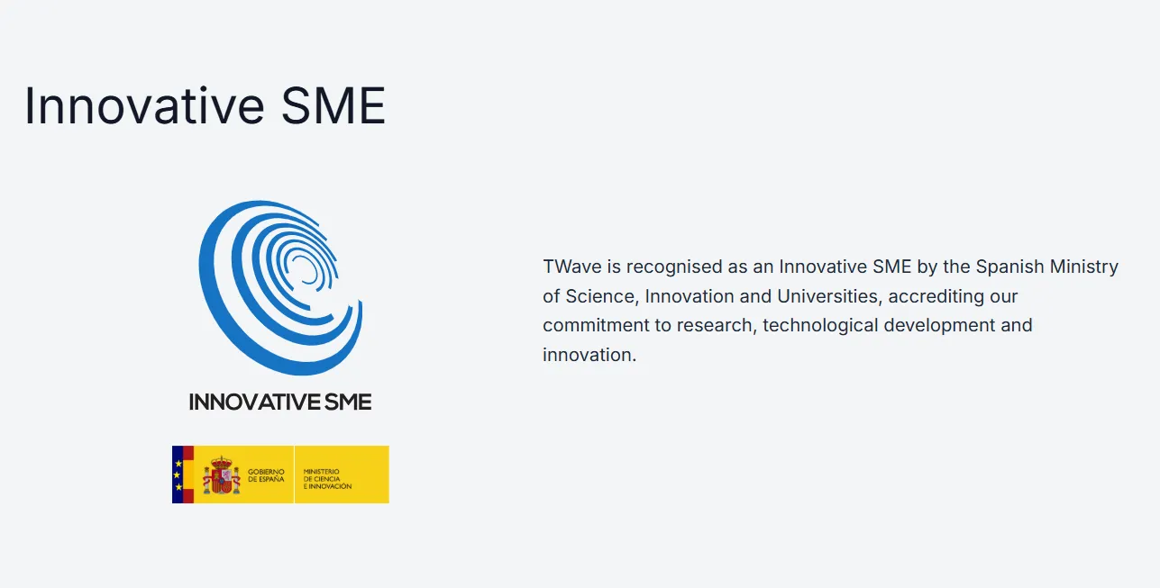 TWave renueva su certificación como PYME Innovadora